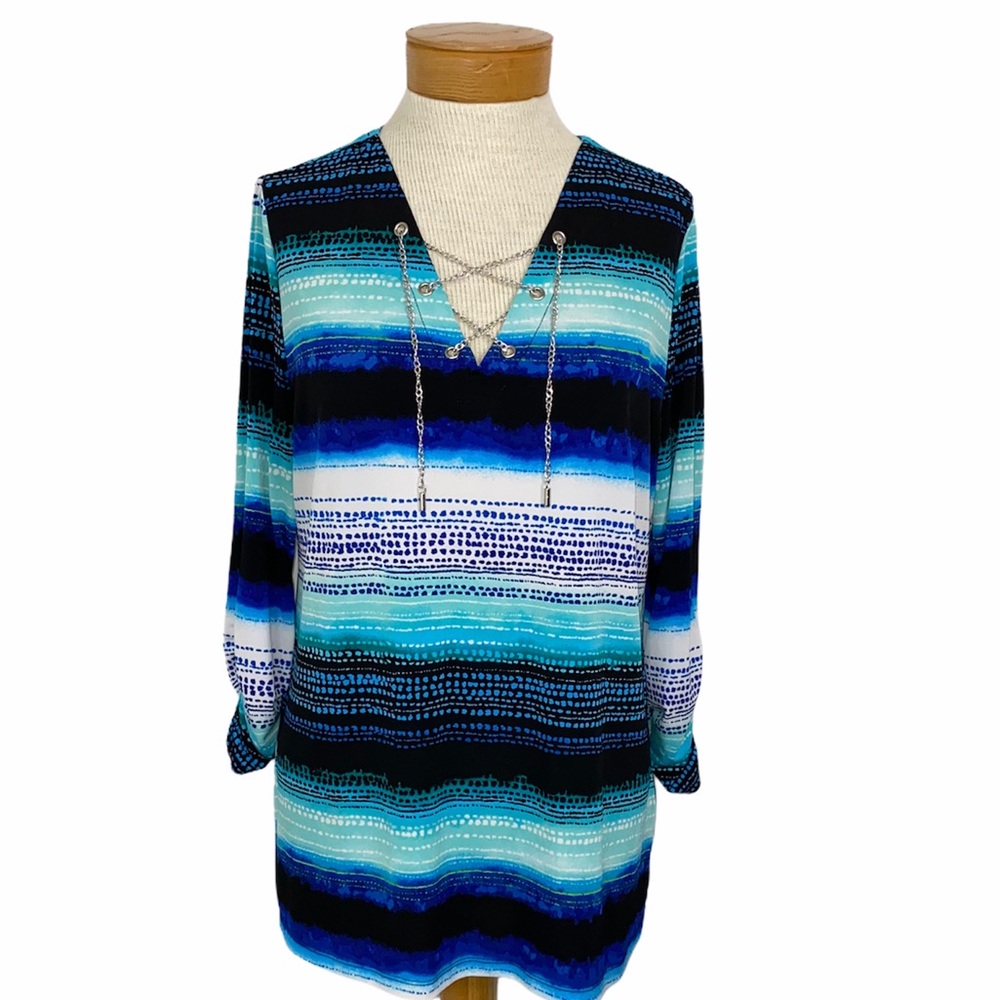 Peck & Peck tunic striped with chain M